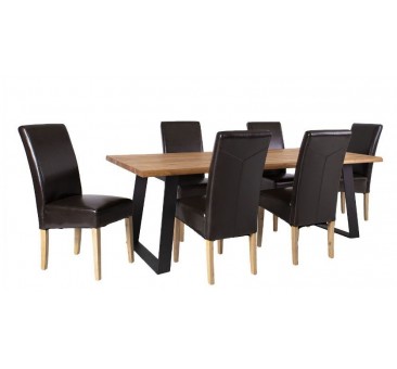 Valgomojo komplektas ROTTERDAM stalas su 6 kėdėmis, juodas