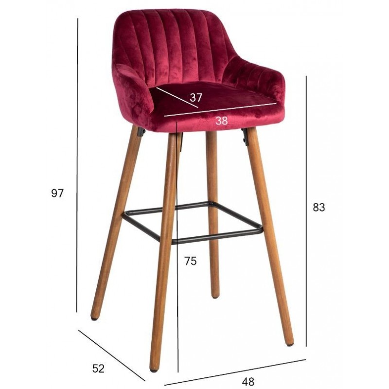 Baro kėdė ARIEL, 48x52xH97cm, vyšninė