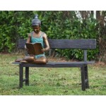 Sodo skulptūra Mergina sėdi ant suoliuko skaitydama knygą 105x35x112 cm