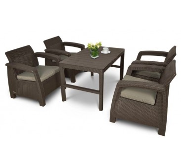 Lauko baldai WEEKLY QUATTRO BROWN su reguliuojamu stalu