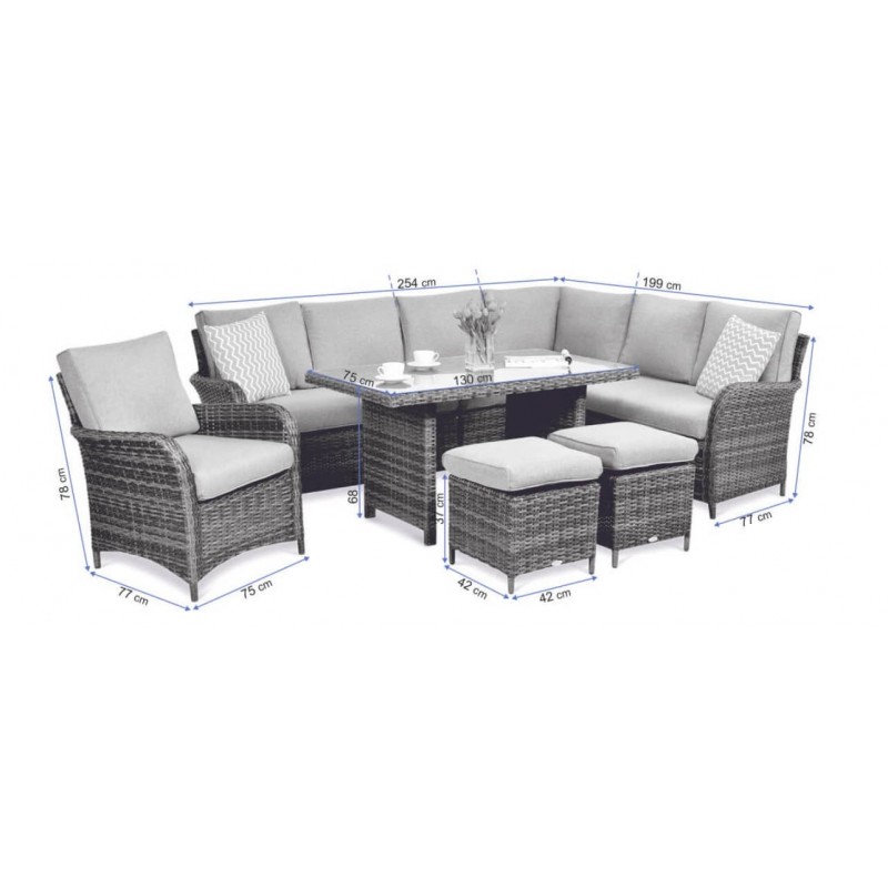 Lauko baldų komplektas VENTURA GRAND DARK GREY