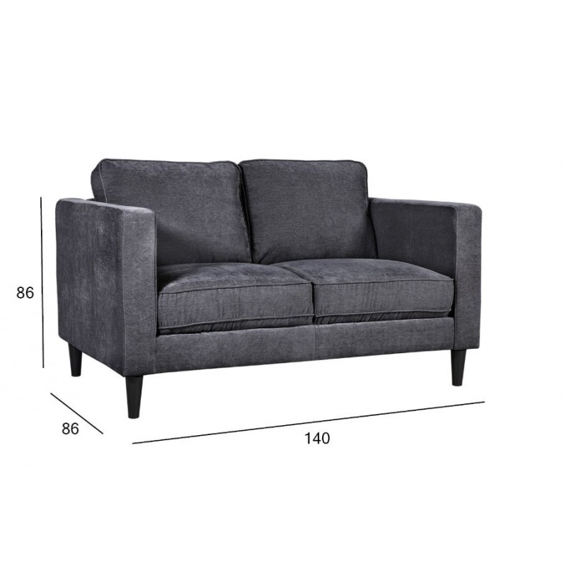 Dvivietė sofa SPENCER, tamsiai pilka, 140x86x86cm