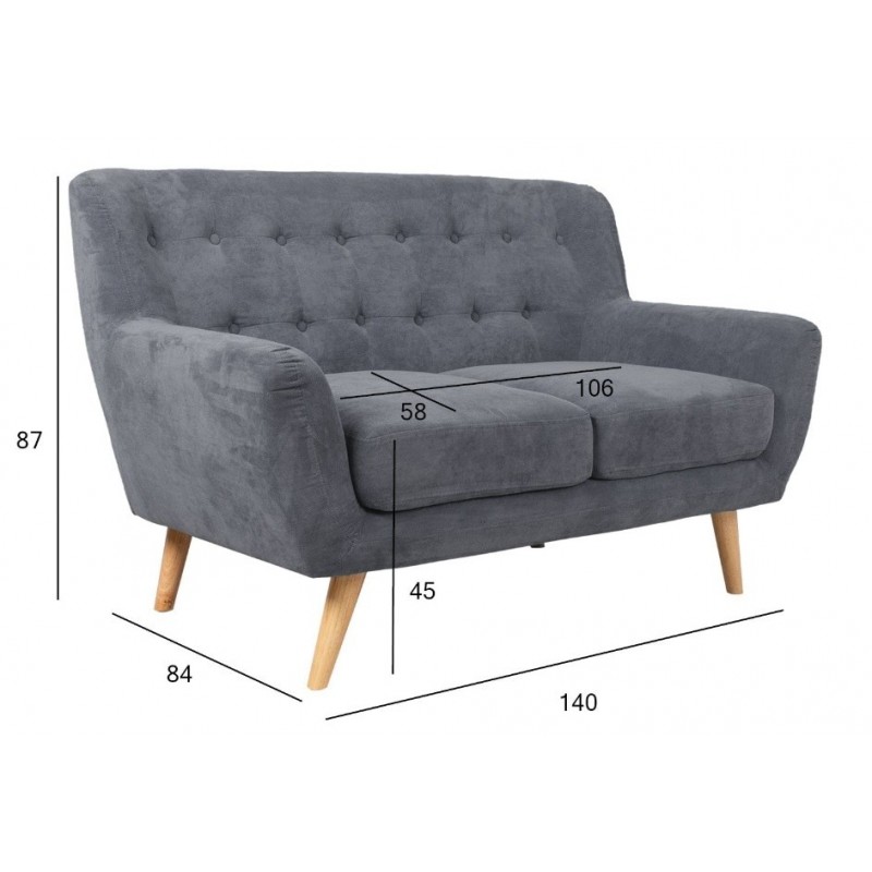 Dvivietė sofa RIHANNA, pilka, 140x84x87cm