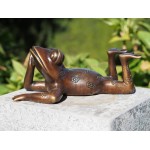 Bronzinė sodo dekoracija gulinti Varlė 27x15x10cm