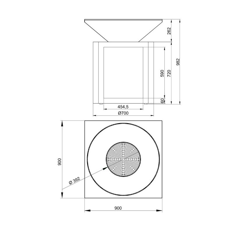 Lauko kepsninė su malkų dėtuve, nerūdijančio plieno paviršiumi, graphite