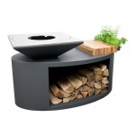 Lauko kepsninė su malkų dėtuve 3, nerūdijančio plieno paviršiumi, graphite