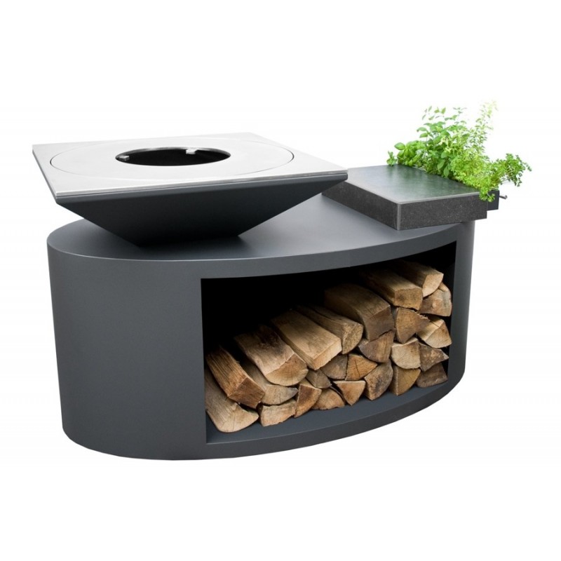 Lauko kepsninė su malkų dėtuve 3, anglies plieno paviršiumi, graphite