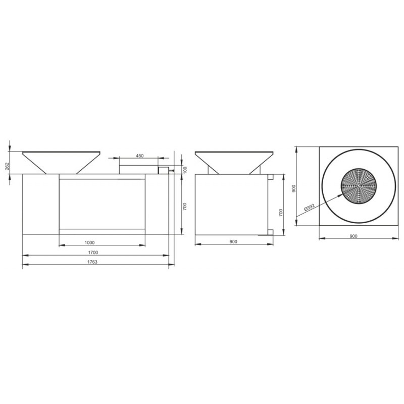 Lauko kepsninė su malkų dėtuve 3, anglies plieno paviršiumi, graphite