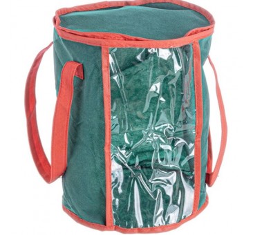 Kalėdinių lempučių saugojimo krepšys, žalias, Ø25xH32cm