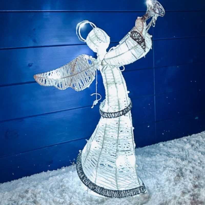 Dekoracija Angelas 50cm, šaltai baltos spalvos, su Flash efektu