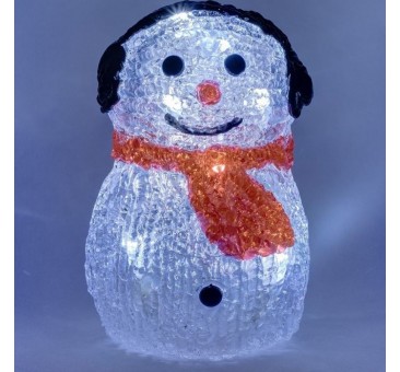 LED dekoracija su baterijomis sniego senis 15cm, šaltai baltos spalvos