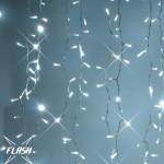 LED girlianda užuolaida 1200 diodų 1 m H 8 m šaltai balta FLASH