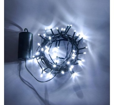 LED girlianda su baterijomis 5,2m, šaltai baltos spalvos, IP44