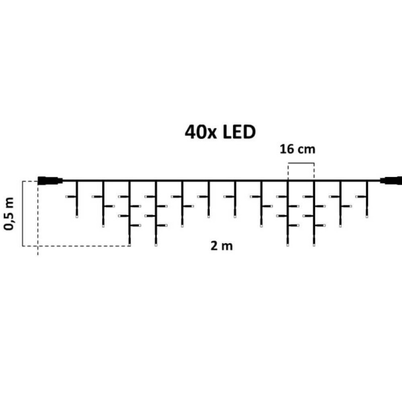 LED girlianda varvekliai HOBBY LINE 2x 0,5m, šiltai balta IP44