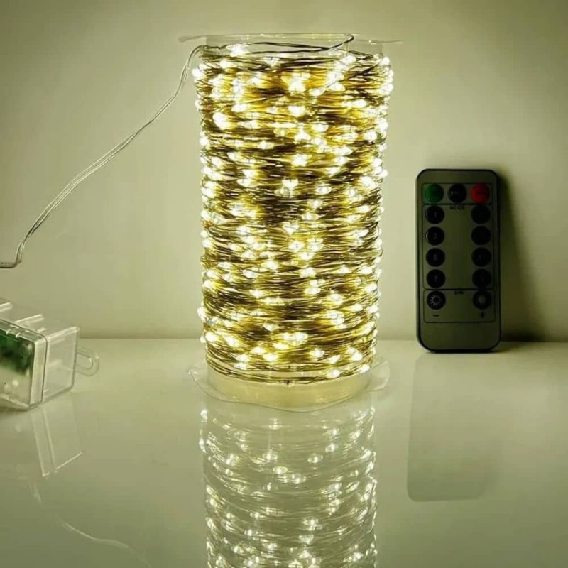 Girlianda su nuotolinio valdymo pulteliu šiltai balta 50m 500 LED