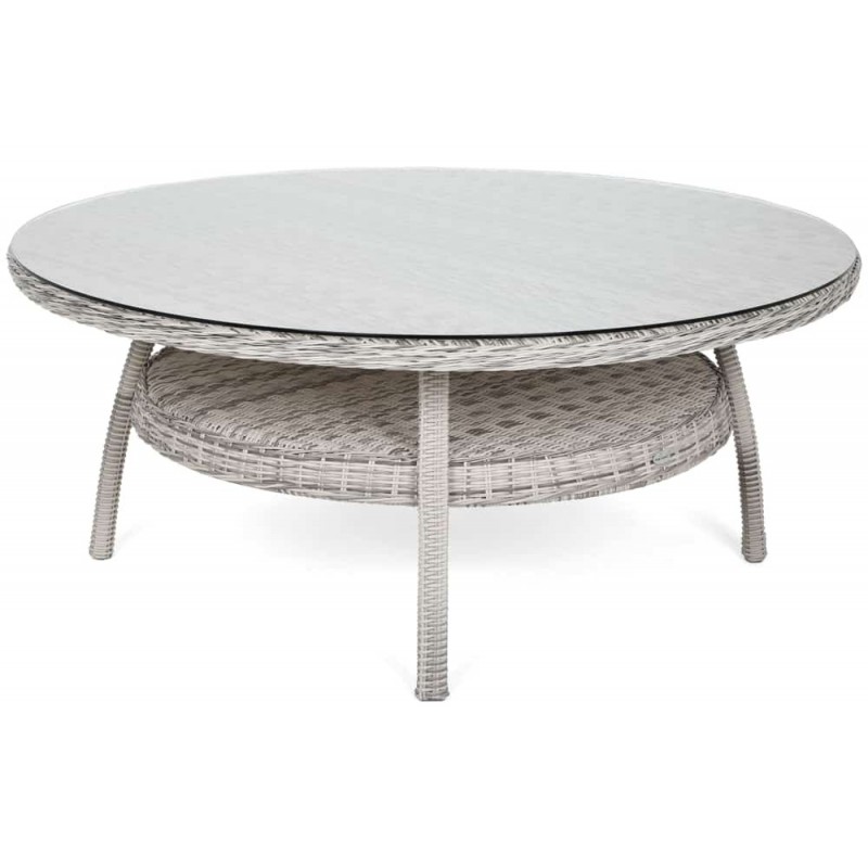 Lauko terasos valgomojo komplektas su apvaliu 180cm stalu ir 8 foteliais, pilka
