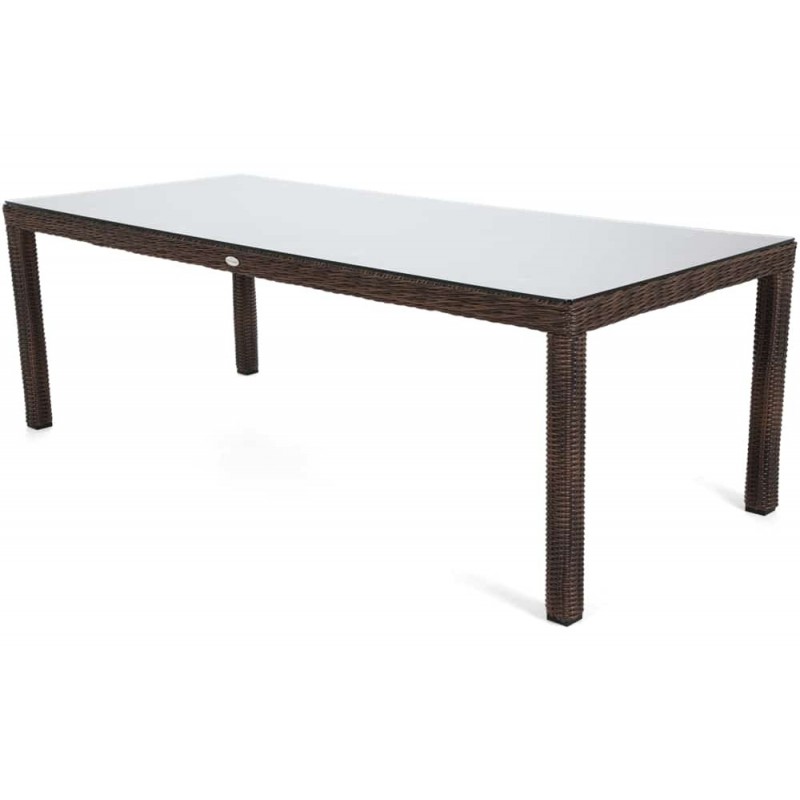 Lauko terasos valgomojo komplektas su 230cm stalu ir 8 foteliais, tamsiai ruda