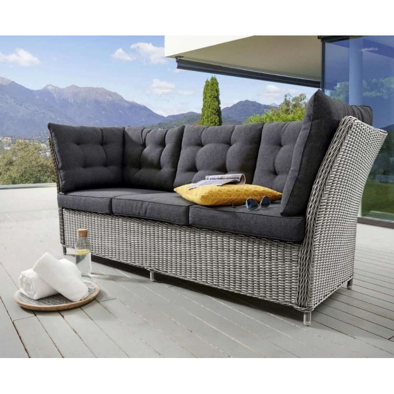 Trivietė lauko sofa ALMA VINTAGE WHITE 210x78x83cm.