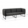 Trivietė lauko sofa PIXEL CHARCOAL 186x74x72cm.