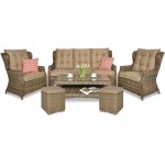 Lauko baldai TRAVENTO 3 + PUFAI BROWN