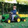 Elektromobilis PEG PEREGO JOHN DEERE RC GROUND FORCE 12V su nuotolinio valdymo pulteliu ir priekaba