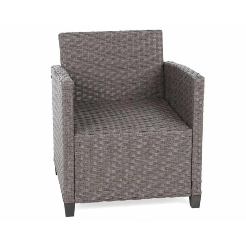 Lauko baldų komplektas LAROS su pufais ir foteliu BLACK/GREY