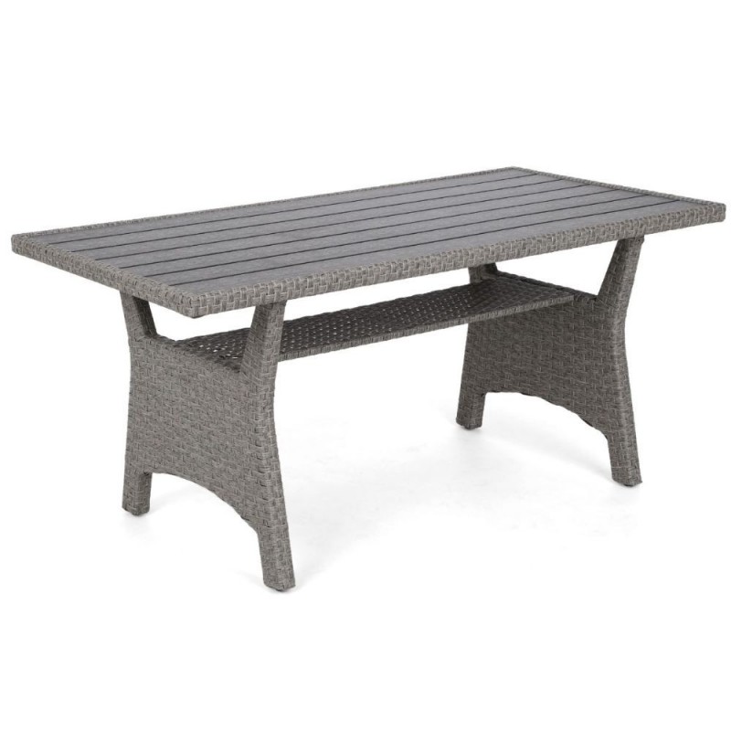 Lauko baldų komplektas LAROS su pufais ir foteliu BLACK/GREY