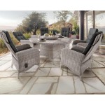 Baldų komplektas ALMA LUANA 6+1 150x75cm VINTAGE WHITE su reguliuojamais atlošais