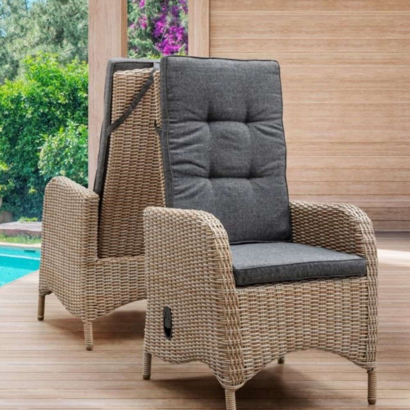 Baldų komplektas ALMA LUANA 6+1 150x75cm BEIGE su reguliuojamais atlošais