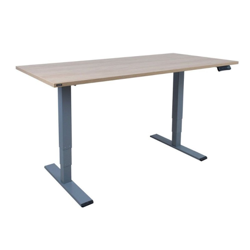 Reguliuojamas rašomasis stalas ERGO OPTIMAL 160 x 80 cm hikorio mediena / pilkas