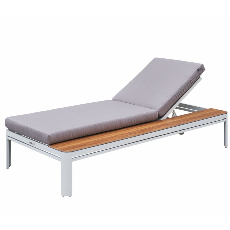 Lauko gultas KIRA su staliuku balta/pilka 195x89x32,5cm
