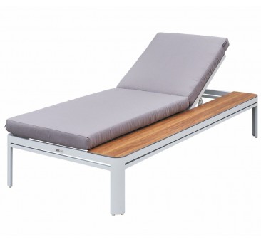 Lauko gultas KIRA su staliuku balta/pilka 195x89x32,5cm
