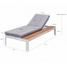 Lauko gultas KIRA su staliuku balta/pilka 195x89x32,5cm