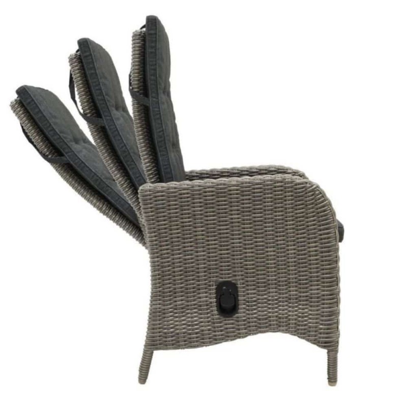 Lauko baldai ALMA VINTAGE GREY reguliuojami foteliai ir 165 cm stalas 4+1