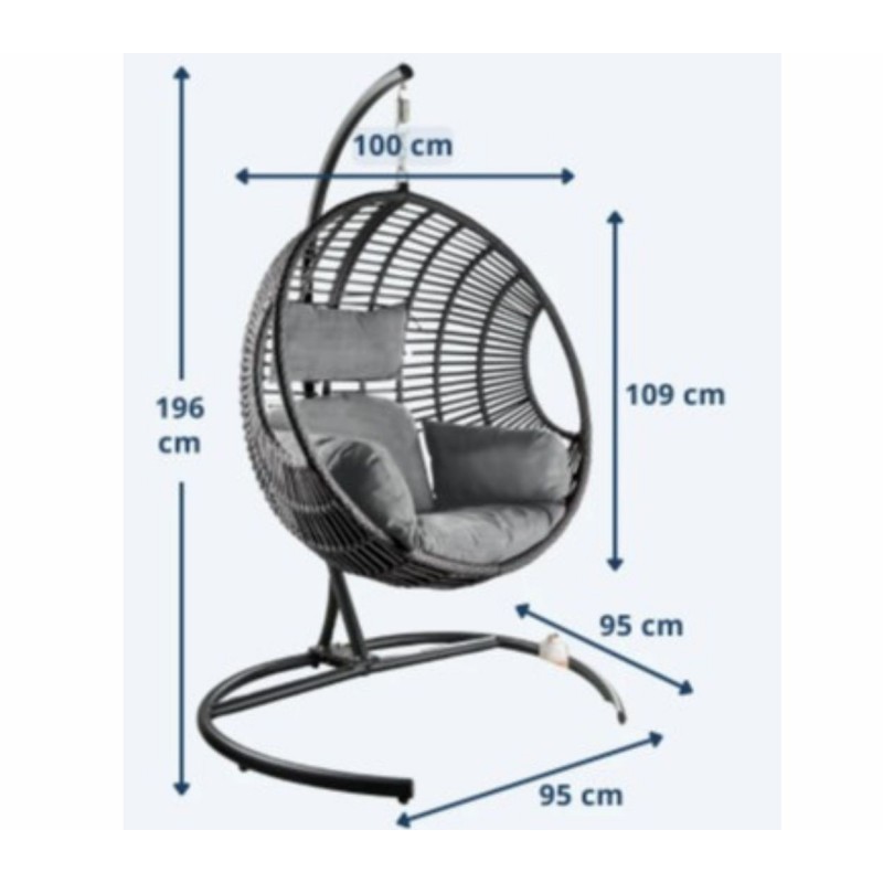 Pakabinamas krėslas ROUND DELUXE GREY