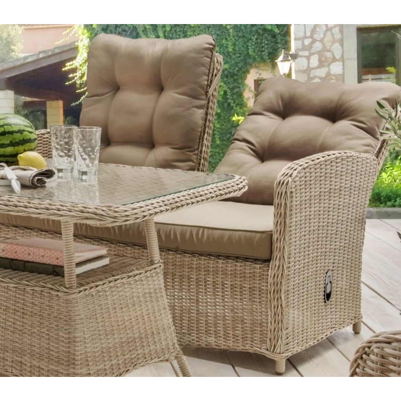 Dvivietė sofa su reguliuojamais atlošais MIRANAS BEIGE NATURAL