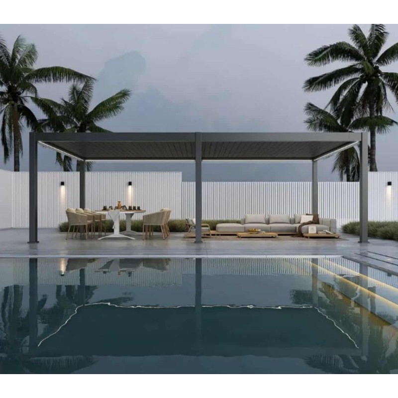 Pavėsinė - pergola PRO DELUXE AUTOMATIC 4x8m su LED, ANTHRACITE