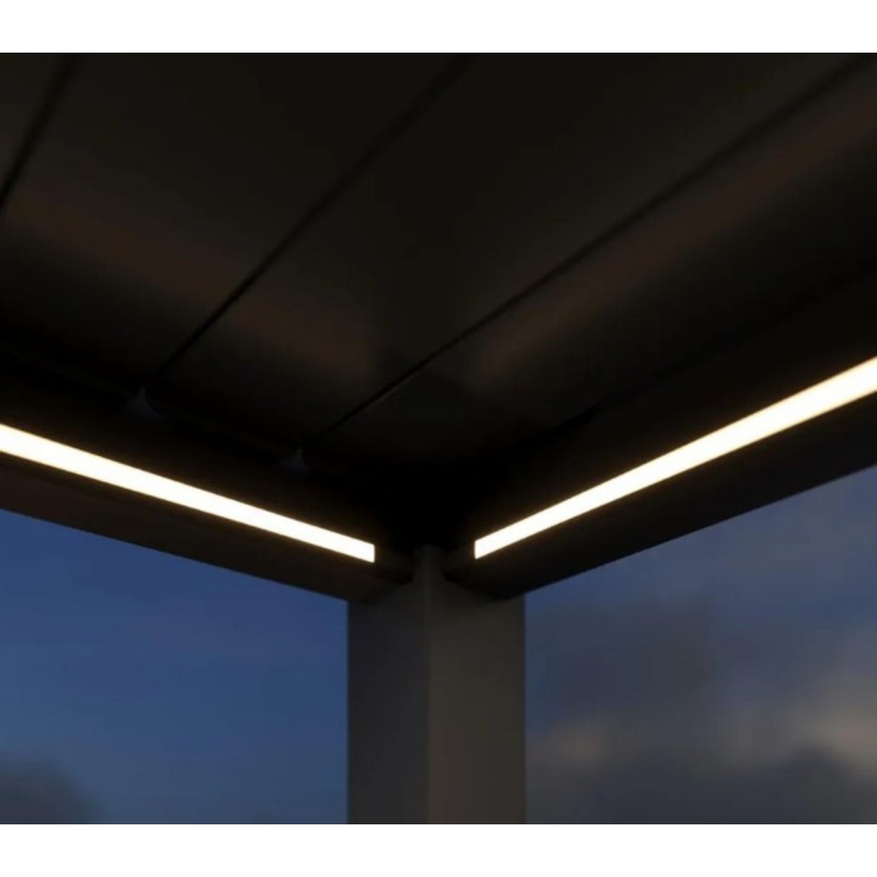 Pavėsinė - pergola PRO DELUXE AUTOMATIC 4x8m su LED, ANTHRACITE