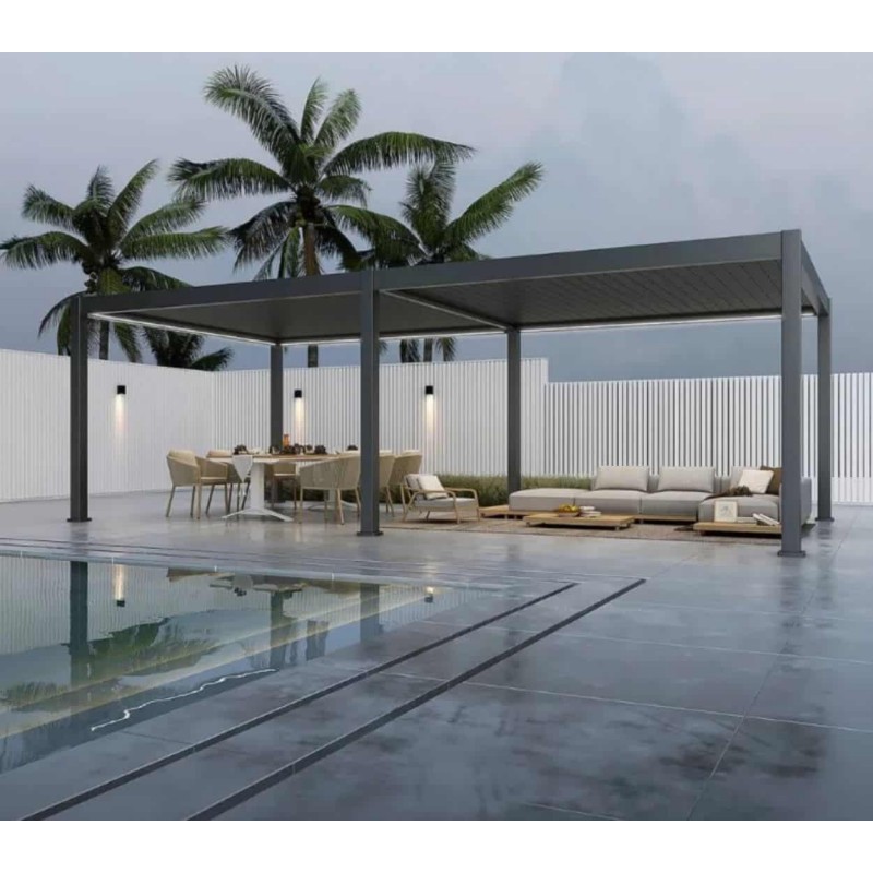 Pavėsinė - pergola PRO DELUXE AUTOMATIC 4x8m su LED, ANTHRACITE