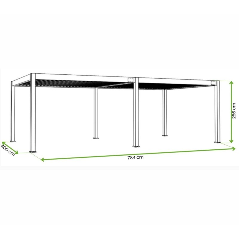 Pavėsinė - pergola PRO DELUXE AUTOMATIC 4x8m su LED, ANTHRACITE