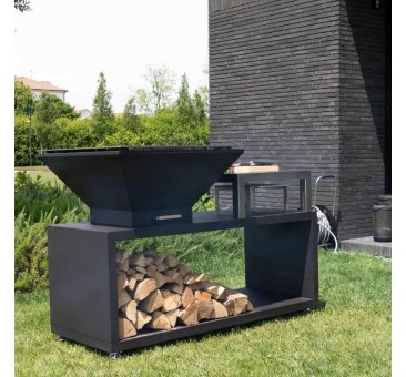 Malkinė kepsninė BBQ COMBO OVENEAT su malkų laikymo vieta