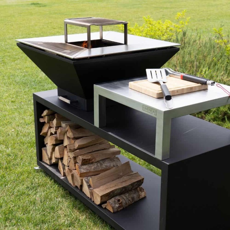 Malkinė kepsninė BBQ COMBO OVENEAT su malkų laikymo vieta