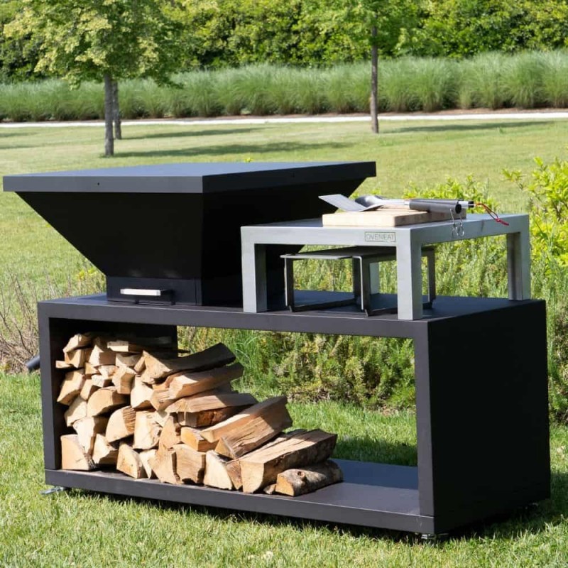 Malkinė kepsninė BBQ COMBO OVENEAT su malkų laikymo vieta