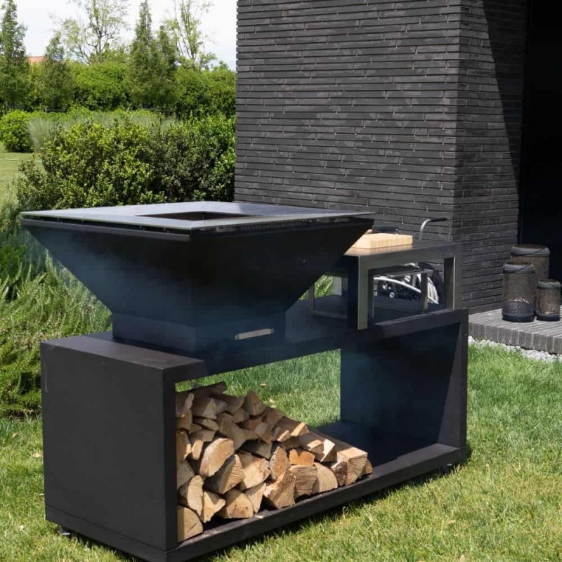 Malkinė kepsninė BBQ COMBO OVENEAT su malkų laikymo vieta