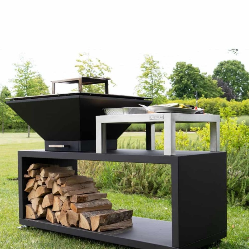Malkinė kepsninė BBQ COMBO OVENEAT su malkų laikymo vieta