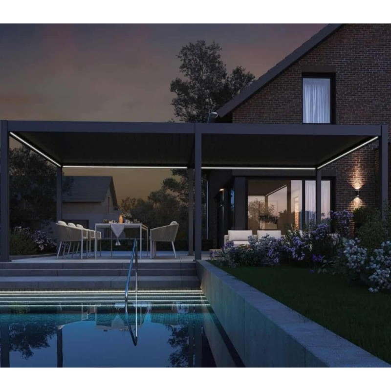 Pavėsinė - pergola PRO DELUXE AUTOMATIC 3,6x7,2m su LED, ANTHRACITE