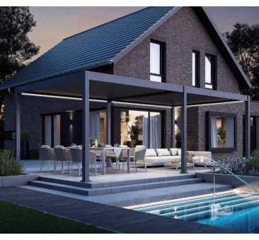 Pavėsinė - pergola PRO DELUXE AUTOMATIC 3,6x7,2m su LED, ANTHRACITE