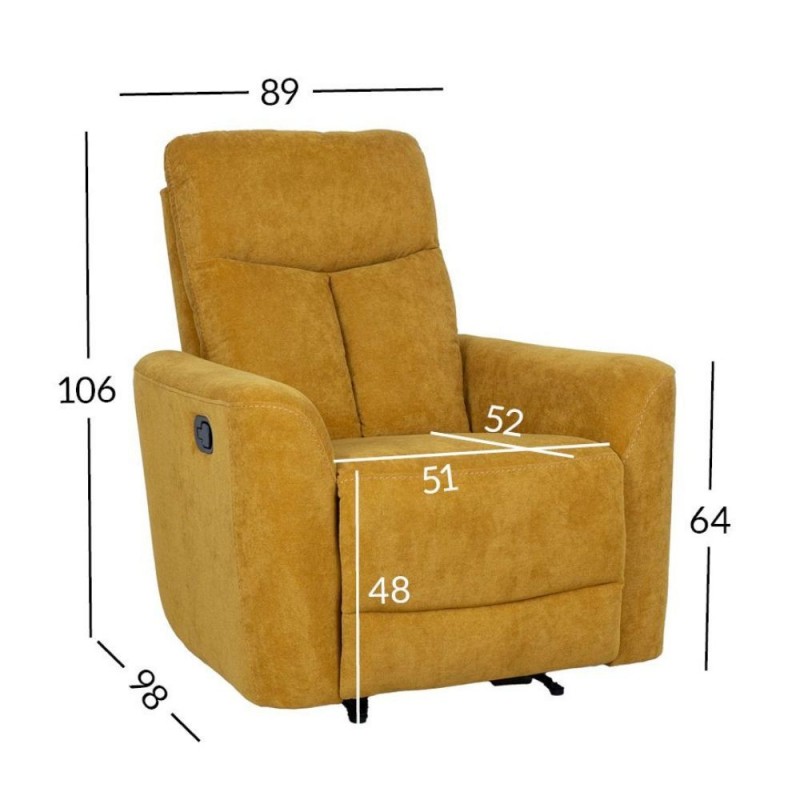Fotelis - reglaineris GEMMA 89 x 98 x 106 cm geltonas