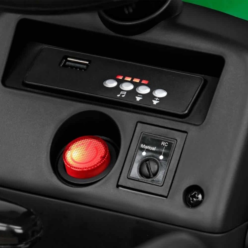 Traktoriukas su pultu PEG PEREGO JOHN DEERE FARM POWER 12V5Ah su priekaba