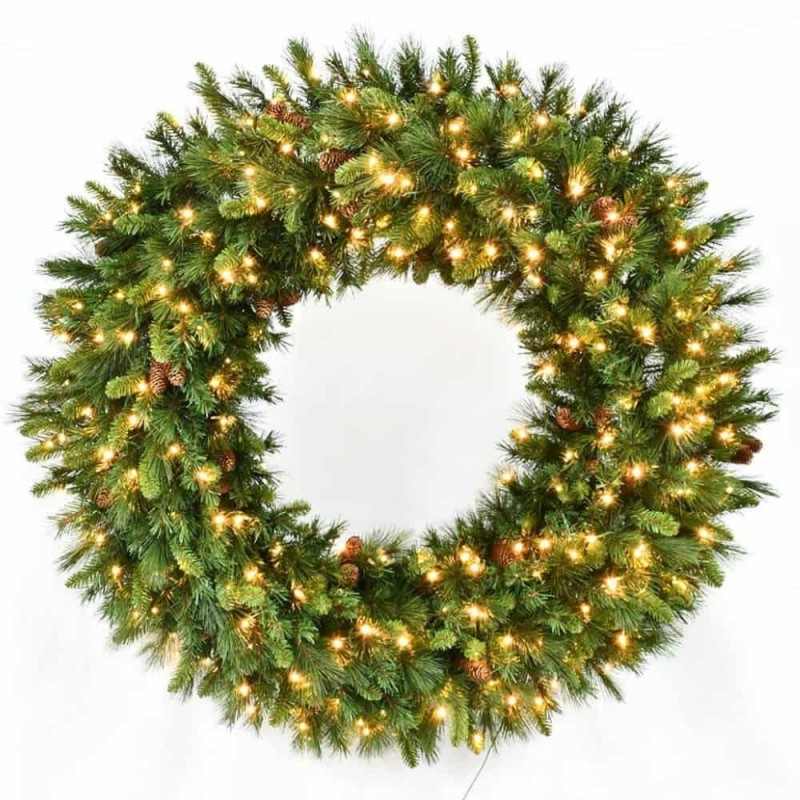 Kalėdinis vainikas KAIA su LED ir kankorėžiais 122cm 200 LED